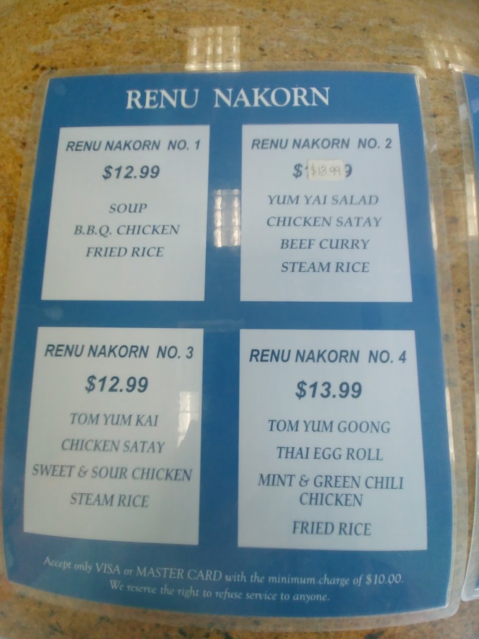 Thai menu with lunch specials and small plates.